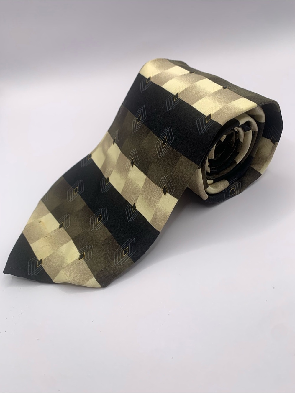 Classic Black and Gold Checked Men's Dress Tie 62” x 4” Long Tie Business